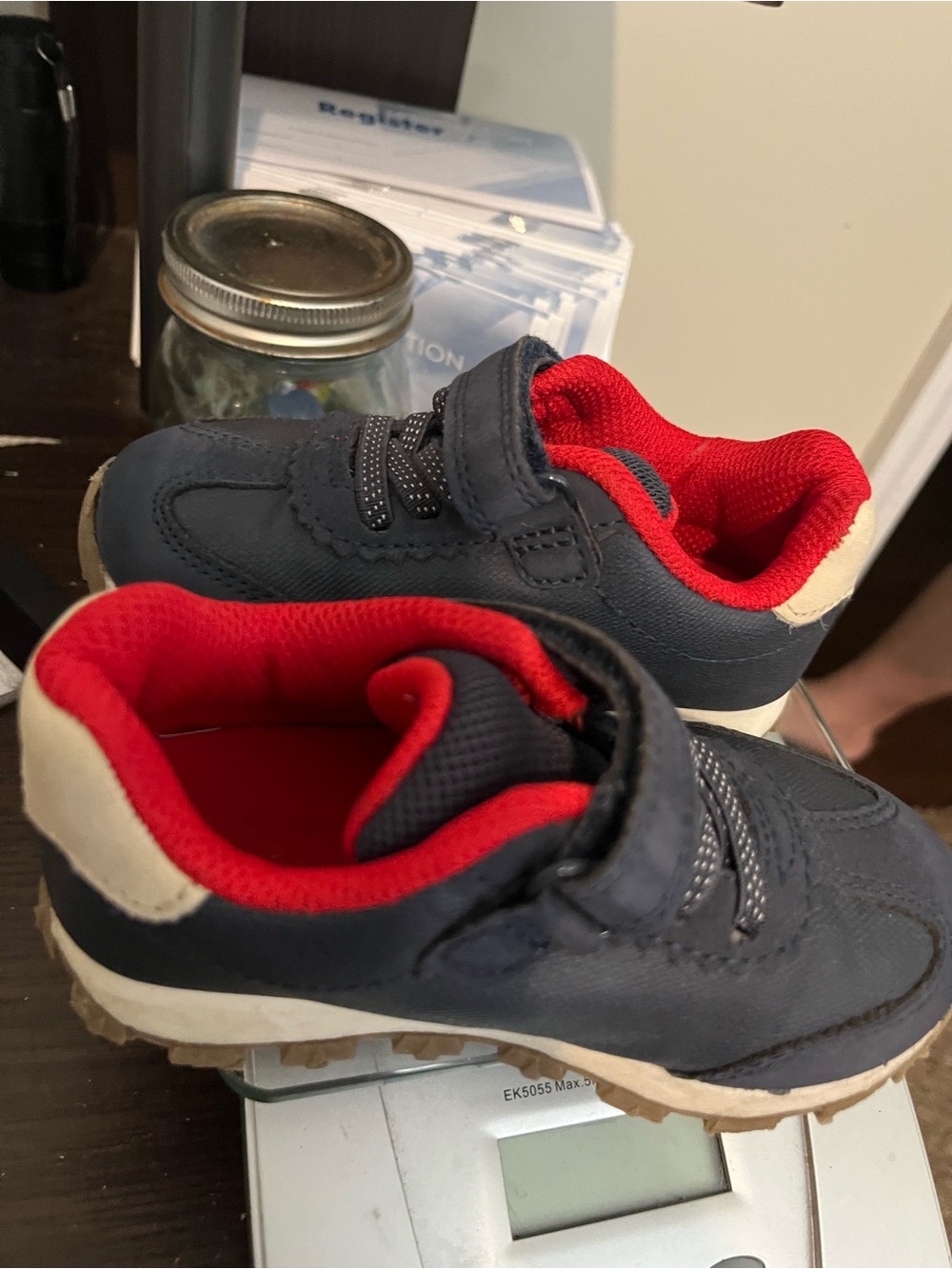 Toddler Navy and Red Active Sneakers with Hook-and-Loop Closure